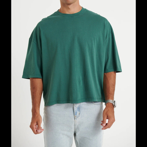 Camiseta Oversize de Hombre Nueva con Lavado Ácido, Efecto Desgastado, Hombros Caídos, Tejido de Punto, Manga Corta, Cuello Simulado, OEM Disponible - Product Image 3