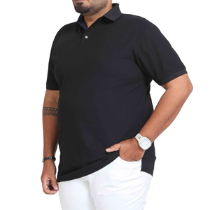 Chemise décontractée en maille respirante pour homme, taille plus, personnalisable OEM ODM, noir uni (Spandex/Coton) - Product Image 3