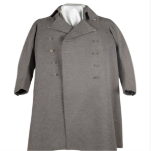 <b>Men's</b> 100% Wool <b>Long</b> Overcoat Single Breasted Solid Woolen French Napoleonic <b>Grey</b> Waterproof Breathable Great <b>Coat</b> - Product Image 1