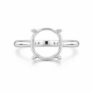Base de monture de bague semi-montée en argent sterling 925, ronde de 10 mm, à griffes, faite à la main, nouvelle base de bijoux vierge, pour monture de bague personnalisée - Product Image 1