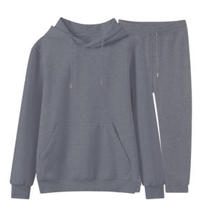 Ensemble de survêtement streetwear printemps en molleton uni pour homme – Polyester/Coton respirant et écologique – Sweat à capuche et pantalon de jogging - Product Image 4