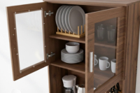 Meuble de cuisine moderne en mélamine résistant à l'eau, écologique, avec base en aggloméré de 15 mm/25 mm, dessus en marbre gris noyer, Essence Malaisie