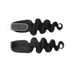 Indian Remy Virgin Hair <b>Body</b> <b>Wave</b> Silky Straight Closure Double Drawn Machine Weft Human Hair Extensions - Product Image 1