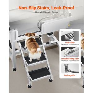Stazione di lavaggio per cani da esterno in acciaio inossidabile da 34 pollici con rubinetto caldo/freddo e soffione doccia - Product Image 3
