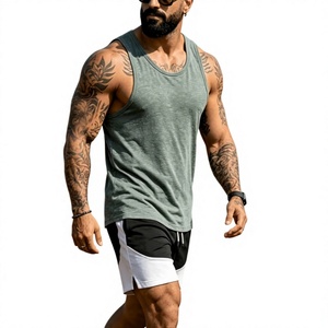 Men's Yellow Sleeveless Printed Tank Top O-Neck Solid Casual Breathable Quick Dry Knitted Polyester/Cotton 120g Athletic Wear - Product Image 6