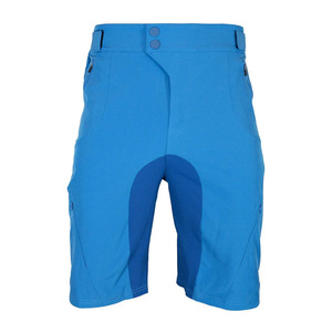 Shorts de cyclisme bleus pour femmes, taille haute, fermeture boutonnée, séchage rapide, coupe sportive, en Spandex et Nylon tricoté, vêtements de sport - Product Image 1