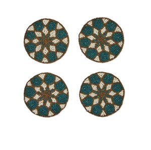 แผ่นรองแก้วลูกปัดทำมือสุดพิเศษ ของตกแต่งโต๊ะศิลปะ งานปักลูกปัดคุณภาพสูง แผ่นรองแก้วสวยงามสำหรับใช้ในบ้าน - Product Image 1