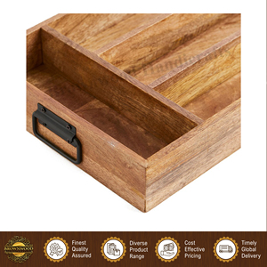Fabricado en India, Bandeja de Madera Hecha a Mano de la Mejor Calidad para Servir Alimentos, con Compartimentos y Asas Metálicas, a Precio de Mercado Mayorista - Product Image 4