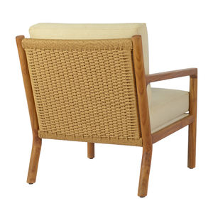 Fauteuil lounge en teck massif avec coussin rembourré doux, imperméable et écologique, conçu pour le confort du salon contemporain - Product Image 4