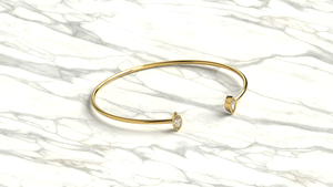 18K Gold Open Cuff <b>Bangle</b> <b>Bracelet</b> Marquise Cut Diamond <b>Bracelet</b> Minimalist Jewelry Stacking <b>Bracelet</b> Fine Jewelry Everyday Wear - Product Image 3