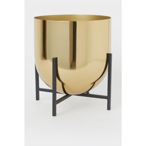 Modern Luxury <b>Gold</b> Metal <b>Planter</b> with Black Iron Stand Floor Standing Flower Pot Indoor Home Decor Living Room Office Plant Pot - Product Image 1