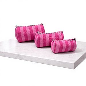 Lot de 3 trousses de maquillage de voyage en coton style vintage avec fermeture éclair – Écologiques et résistantes à l'eau - Product Image 1