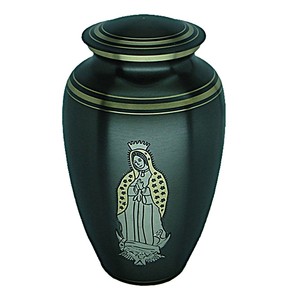 Urne funéraire en laiton gravé vert pour cendres humaines adultes, style américain/européen - Product Image 1