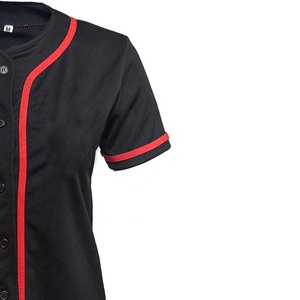 Sorority Wholesale Women's <b>Black</b> Baseball Jersey With Red Trim Short Sleeve Moisture Wicking Polyester Sport Apparel Regular Fit - Product Image 3