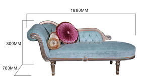 <span class=keywords><strong>Chaise</strong></span> <span class=keywords><strong>Longue</strong></span> de Madera Maciza Estilo Francés, Sofá Cama Tapizado en <span class=keywords><strong>Terciopelo</strong></span> <span class=keywords><strong>Azul</strong></span> con Detalles Dorados, Muebles para el Hogar, Apartamento, Sala de Estar, Dormitorio, Hotel - Product Image 6