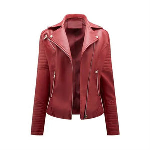 Veste en jean pour femme KyzoFire, coupe slim, courte, hiver, boutons asymétriques, épaules matelassées, style moto avec poches zippées - Product Image 2