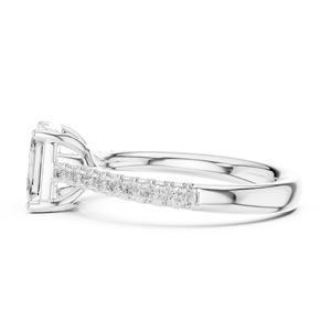 Women's Halo Solitaire Asscher Cut Lab Grown Diamond Engagement <b>Ring</b> GRA Certified <b>Ring</b> <b>Crafted</b> From 14k Solid White Gold - Product Image 2