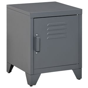 Armadietto Industriale Grigio con Ripiano Regolabile, Tavolino Laterale e Anta per Soggiorno - Product Image 1