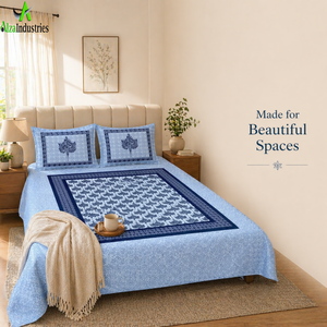 Juego de Sábanas de Algodón Azul Claro, Tamaño King, 3 Piezas, Diseño Floral, con Funda de Almohada, Colección de Ropa de Cama Suave - Product Image 5