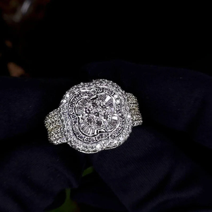 Bague de cocktail hip-hop en forme de fleur pour femme, en argent 925 et plaqué or 14 carats, avec diamants de laboratoire micro-pavés, style glamour pour mariage - Product Image 4