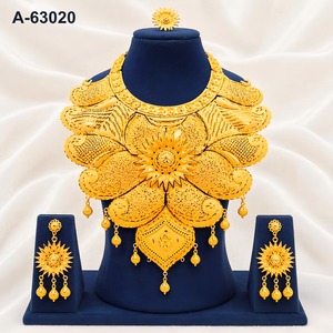MOLL JEWELLERS Conjunto de Collar de Novia Indio de Oro y Plata de Aspecto Robusto, Joyería Étnica de Diseño, Aleación de Zinc, Venta al por Mayor A-63020 - Product Image 1