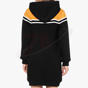 Robe tricotée tendance pour femme à capuche, color block, manches longues, décontractée, pour l'automne, 100 % coton respirant avec poches - Product Image 3