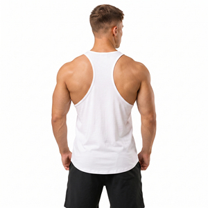 <b>Men</b> Printed Stringer Top Racerback Gym Workout Tank Top 100% Cotton Knitted Running Wear Top <b>Men</b> Front Logo Design <b>Singlet</b> Top - Product Image 3