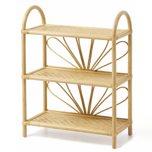 Étagère à livres moderne en rotin, étagères de rangement en bois et canne, organisateur de sol pour chambre d'enfant - Product Image 2