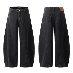Jeans baggy vintage de qualité supérieure pour hommes, coupe ample, jambe large, denim, style hip-hop, noir - Product Image 6
