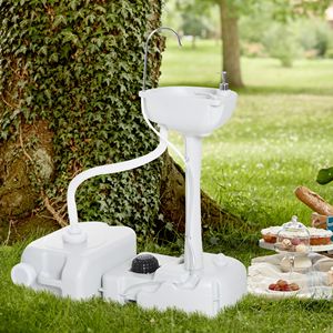 Lavabo Portatile da Campeggio con Serbatoio da 4,5 Galloni e Serbatoio di Recupero da 6,3 Galloni, in Materiale Riciclato Bianco per Eventi all'Aperto e Bagno - Product Image 2