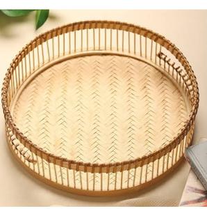 Plateau de service en bois arrondi pour la décoration de table de café, plateau à dessert, plateau pour hôtels et restaurants, aspect royal - Product Image 2