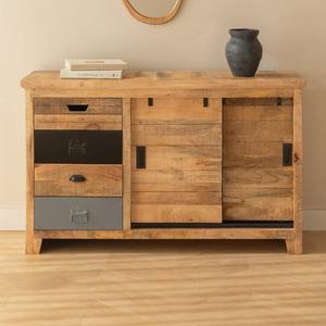 Buffet en bois de manguier massif Vandana Vento Maxima avec tiroirs et rangement industriel - Product Image 1