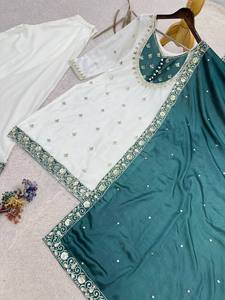Elegant Embroidered <b>Suit</b> For <b>Women</b> Traditional Indian <b>Wedding</b> Wear Floor-Length Cotton Dress With Dupatta - Product Image 5