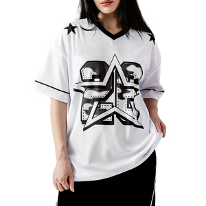 Maillot de football américain personnalisé Y2K streetwear blanc et noir, sublimation, haute qualité, léger, t-shirts streetwear - Product Image 5