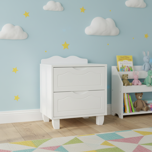Table de chevet pour enfants en bois blanc de qualité supérieure, table de nuit pour enfants avec 2 tiroirs de rangement pour la chambre d'enfant - Product Image 5