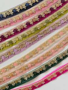 KUSHANG Bordure en dentelle Jalebi à fil métallique, broderie personnalisée, couleur sur mesure, motif écossais vintage, tissu doux, style indien pakistanais - Product Image 2