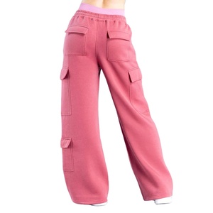 Women's High Waist Cargo Pants Solid Green Loose Fit Elastic Waist Full Length Casual Autumn Wear Fleece Material - Product Image 2