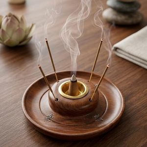 Caja para quemar incienso en forma de cono, color marrón, tamaño mediano, soporte para Agarbatti con recogedor de cenizas, caja de incienso de madera para el hogar, la oficina y la meditación - Product Image 3