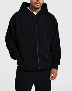 Survêtement Homme Automne Best-Seller Personnalisé Noir Oversize avec Sweat à Capuche Zippé et Pantalon de Jogging en Polyester Lourd à Séchage Rapide pour la Gym et le Jogging - Product Image 5