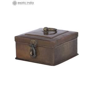 6.5 Inches Handmade Old Fashioned Brass <b>Box</b> for <b>Storage</b>, Gifting and Home <b>Decor</b> Item Made in India - Product Image 2