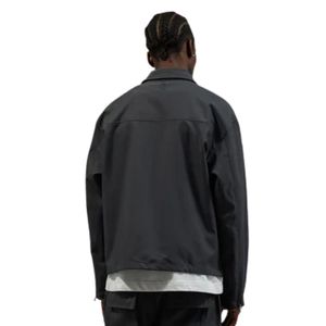 Men Technical Long Sleeve Zip Shirt Utility Cargo Pocket Casual Streetwear <b>Jacket</b> <b>Grey</b> OEM Wholesale Supply - Product Image 6