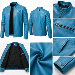 Veste en cuir pour homme de qualité supérieure, au design épuré, au toucher lisse, à la construction durable et au style intemporel pour un look sûr de soi au quotidien. - Product Image 5