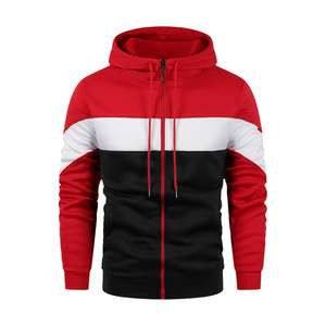 Sudadera con Capucha Deportiva para Hombre, Otoño-Primavera, Cierre de Cremallera, Mangas Largas, Puños Elásticos, Corte Holgado, Diseño Colorblock - Product Image 3