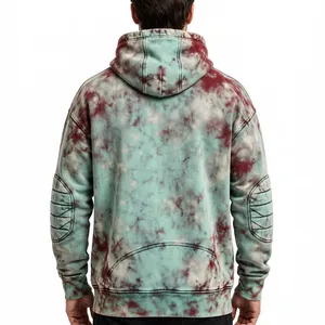 Sweat-shirt à capuche décontracté pour homme, tie-dye, délavé à l'acide, effet usé, avec poche kangourou, design personnalisé - Product Image 2