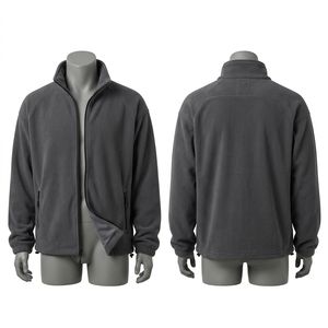 Chaqueta de Trabajo con Capucha de Forro Polar Grueso de 320 GSM, Color Gris, Cierre Completo, Logotipo Personalizado, Impermeable y Transpirable para Senderismo y Camping en Invierno - Product Image 2