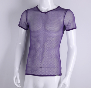 Camiseta sin mangas de malla transparente 100% algodón para hombre con logo frontal y serigrafía - Product Image 3