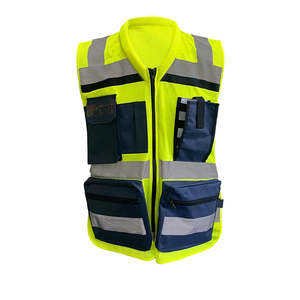 เสื้อกั๊กสะท้อนแสง Hi-Vis ANSI Class 2 พร้อมไฟ LED แสดงสถานะ  โลโก้สั่งทำได้  ชุดยูนิฟอร์มรักษาความปลอดภัย  ที่แขวนบนอกเสื้อ สีดำ - Product Image 1