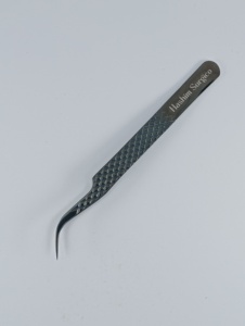 Professional Black Diamond Textured Stainless Steel <b>Eyelash</b> Extension Tweezers High Precision Curved Lash <b>Applicator</b> Tweezers - Product Image 3