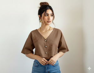 Camiseta sin mangas EHRI OEM Premium para mujer, 100% algodón tejido, cuello en V, con botones, forro frontal suave de Mulmul, transpirable, ecológica, informal - Product Image 5