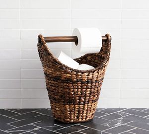 Panier à papier toilette autoportant en jacinthe d'eau tressée, écologique, pour rangement de salle de bain, style minimaliste, pour maison, hôtel, vente en gros, B2B - Product Image 3